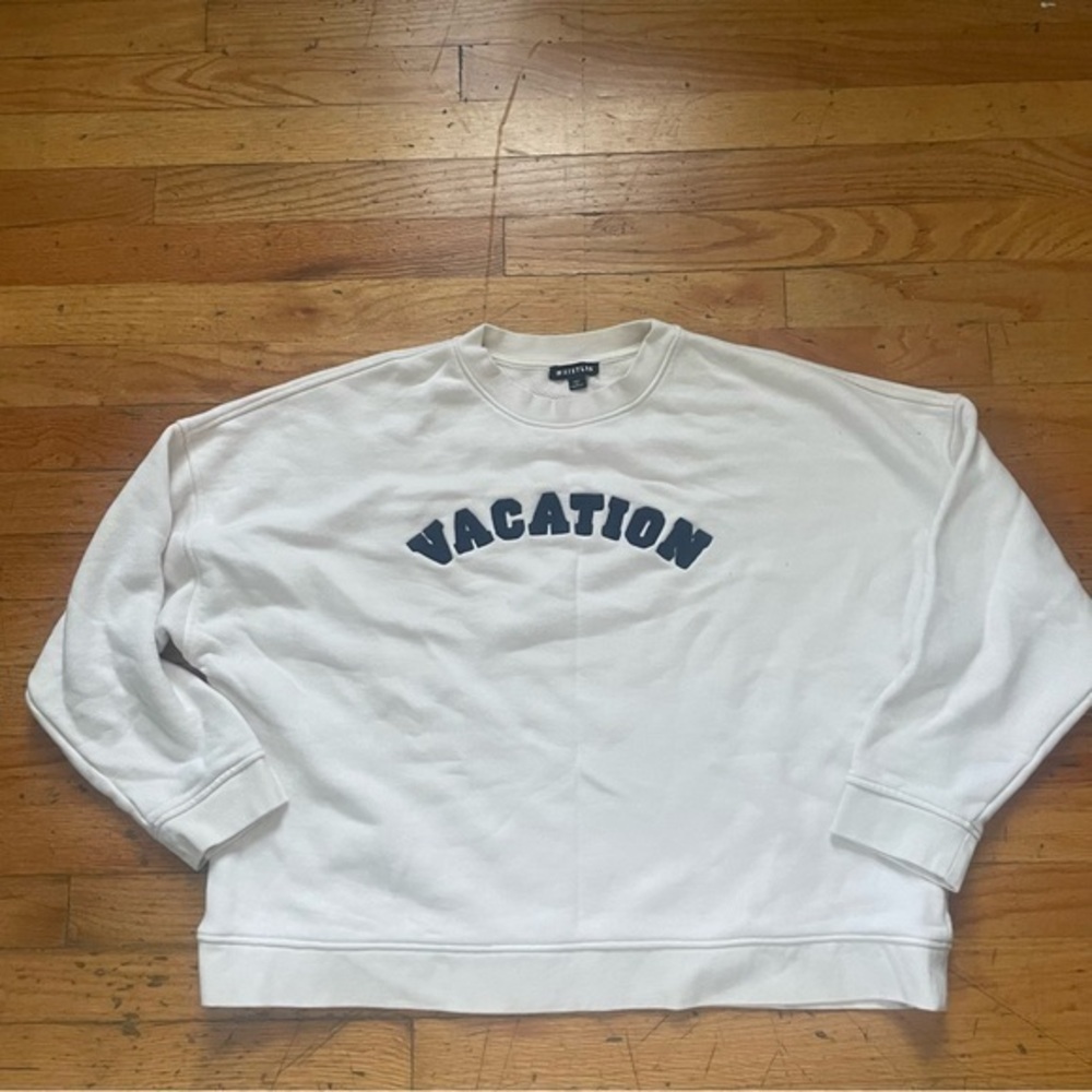 Whistles White Graphic Vacation Sweatshirt Size Medium